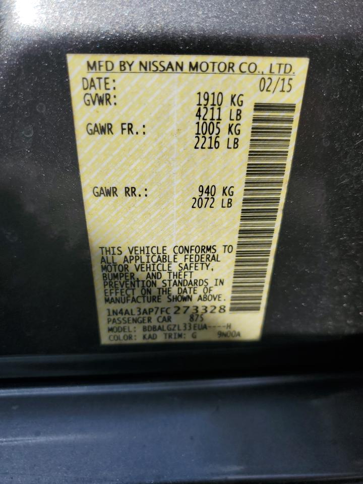2015 Nissan Altima 2.5 VIN: 1N4AL3AP7FC273328 Lot: 51575295