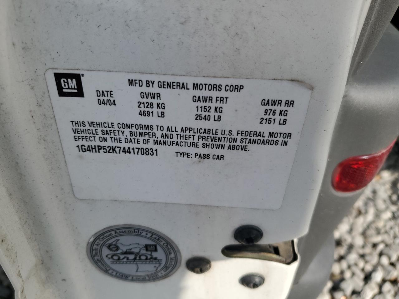 2004 Buick Lesabre Custom VIN: 1G4HP52K744170831 Lot: 54800945