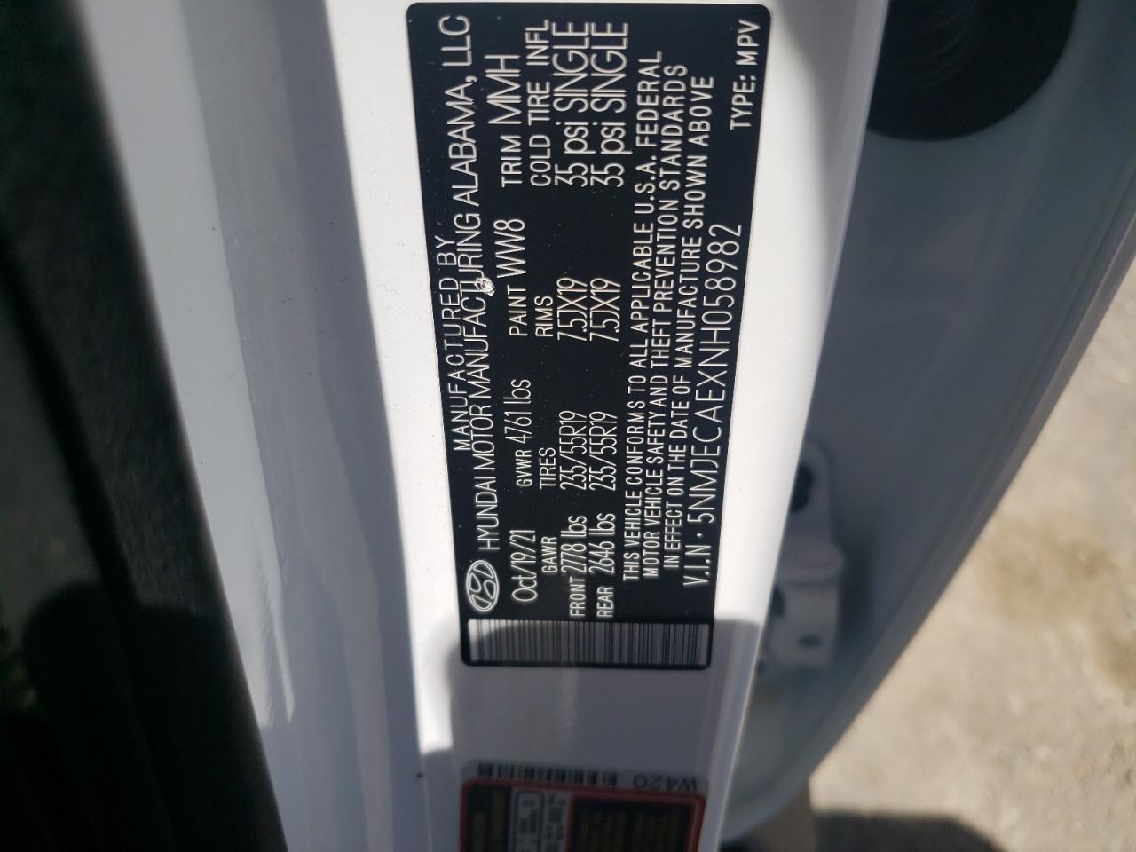 2022 Hyundai Tucson Limited VIN: 5NMJECAEXNH058982 Lot: 55154465