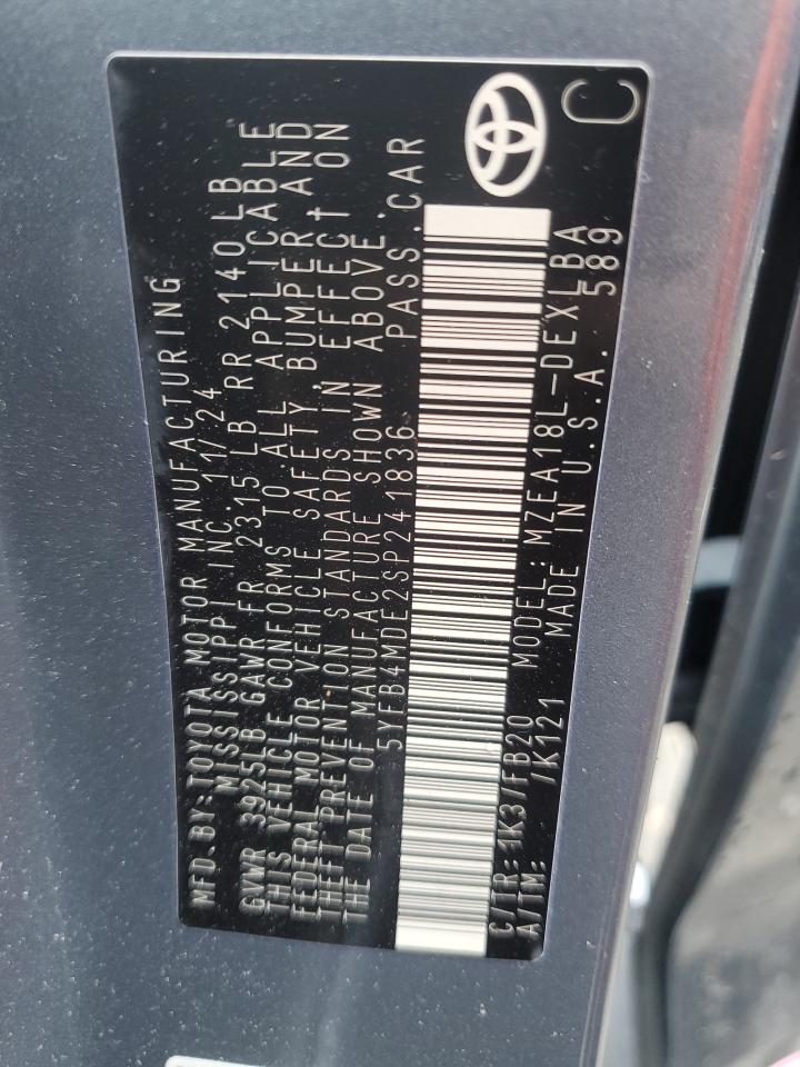 2025 Toyota Corolla Le VIN: 5YFB4MDE2SP241836 Lot: 51744795