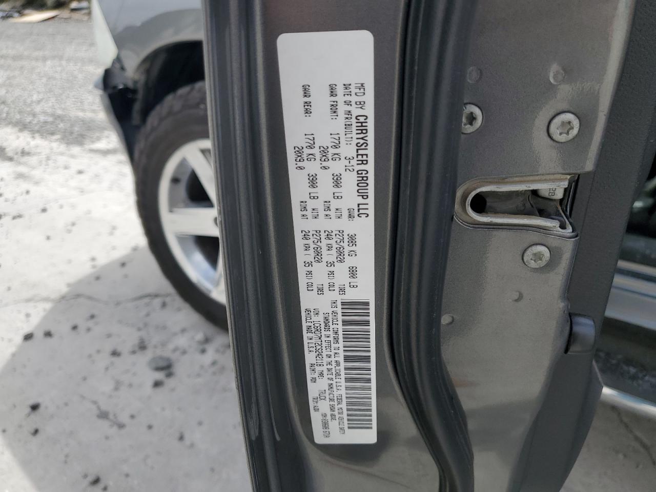 2012 Dodge Ram 1500 Sport VIN: 1C6RD7MT2CS242118 Lot: 52127325
