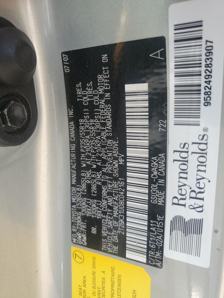 2008 Lexus Rx 350 VIN: 2T2GK31U08C042161 Lot: 54774565