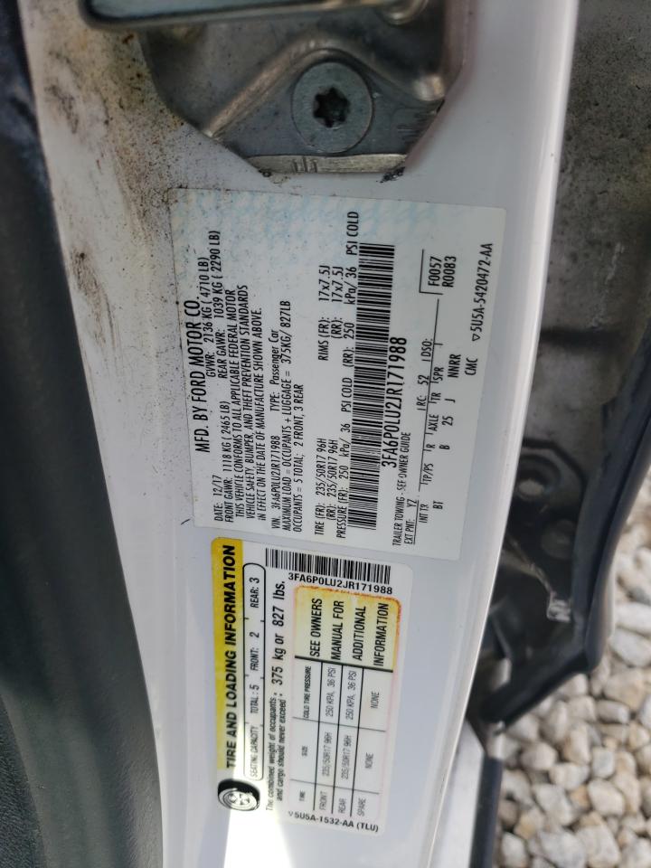 2018 Ford Fusion Se Hybrid VIN: 3FA6P0LU2JR171988 Lot: 54149835