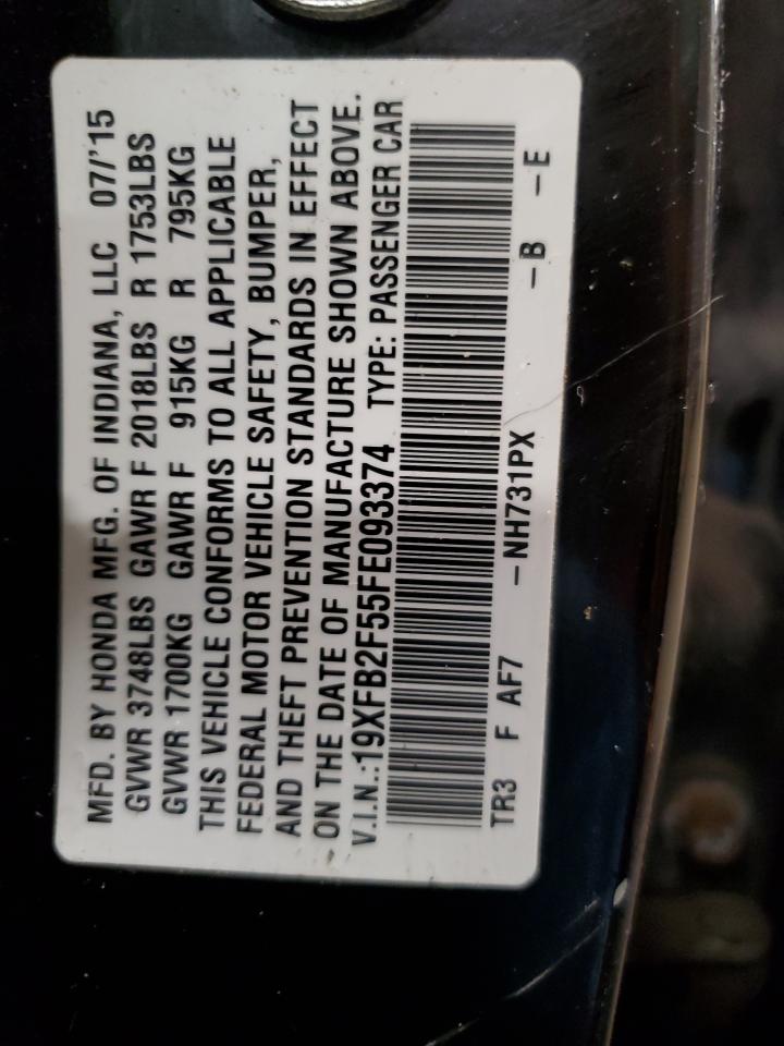2015 Honda Civic Lx VIN: 19XFB2F55FE093374 Lot: 52850965