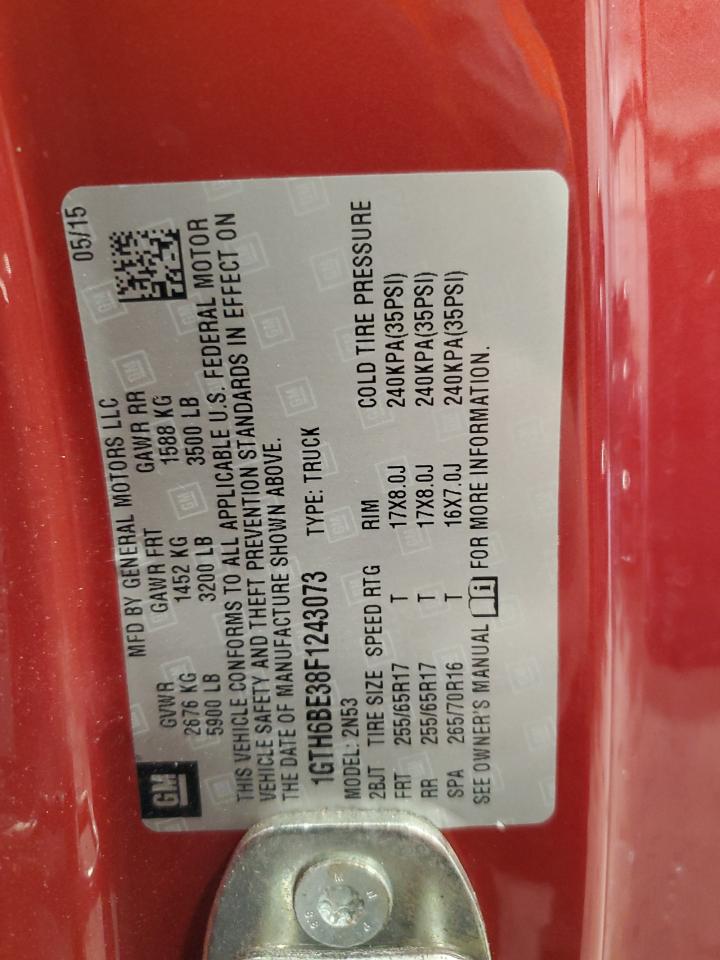 2015 GMC Canyon Sle VIN: 1GTH6BE38F1243073 Lot: 53676815