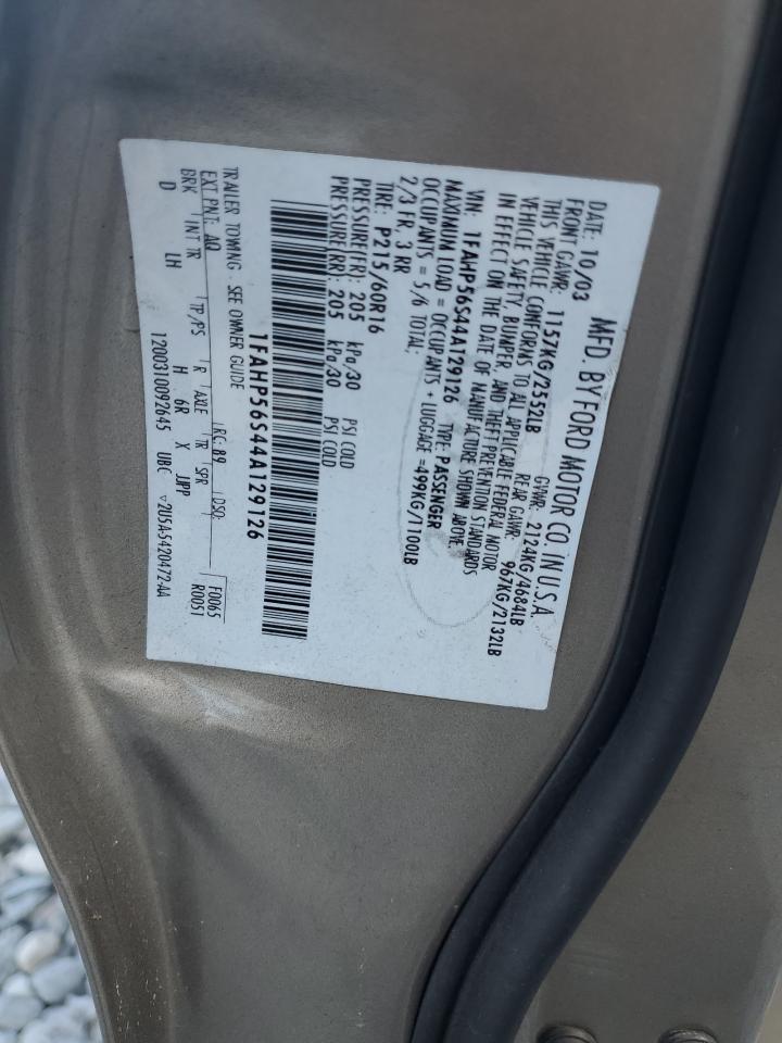 2004 Ford Taurus Sel VIN: 1FAHP56S44A129126 Lot: 60403905
