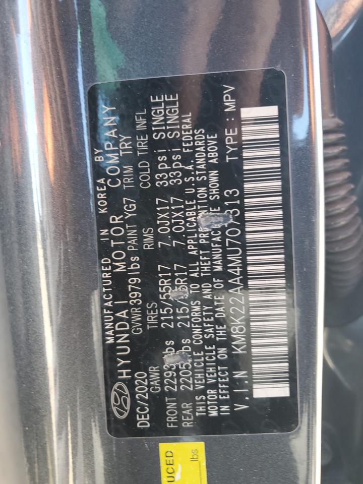 2021 Hyundai Kona Sel VIN: KM8K22AA4MU707313 Lot: 52227885