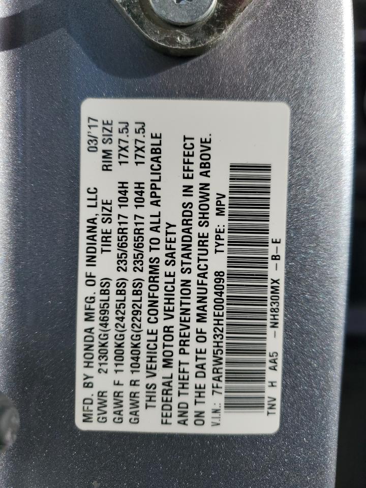 2017 Honda Cr-V Lx VIN: 7FARW5H32HE004098 Lot: 52583505