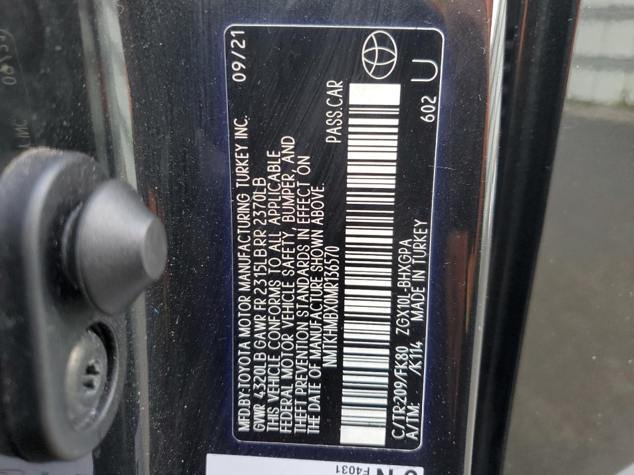 2021 Toyota C-Hr Xle VIN: NMTKHMBX0MR136570 Lot: 54194115
