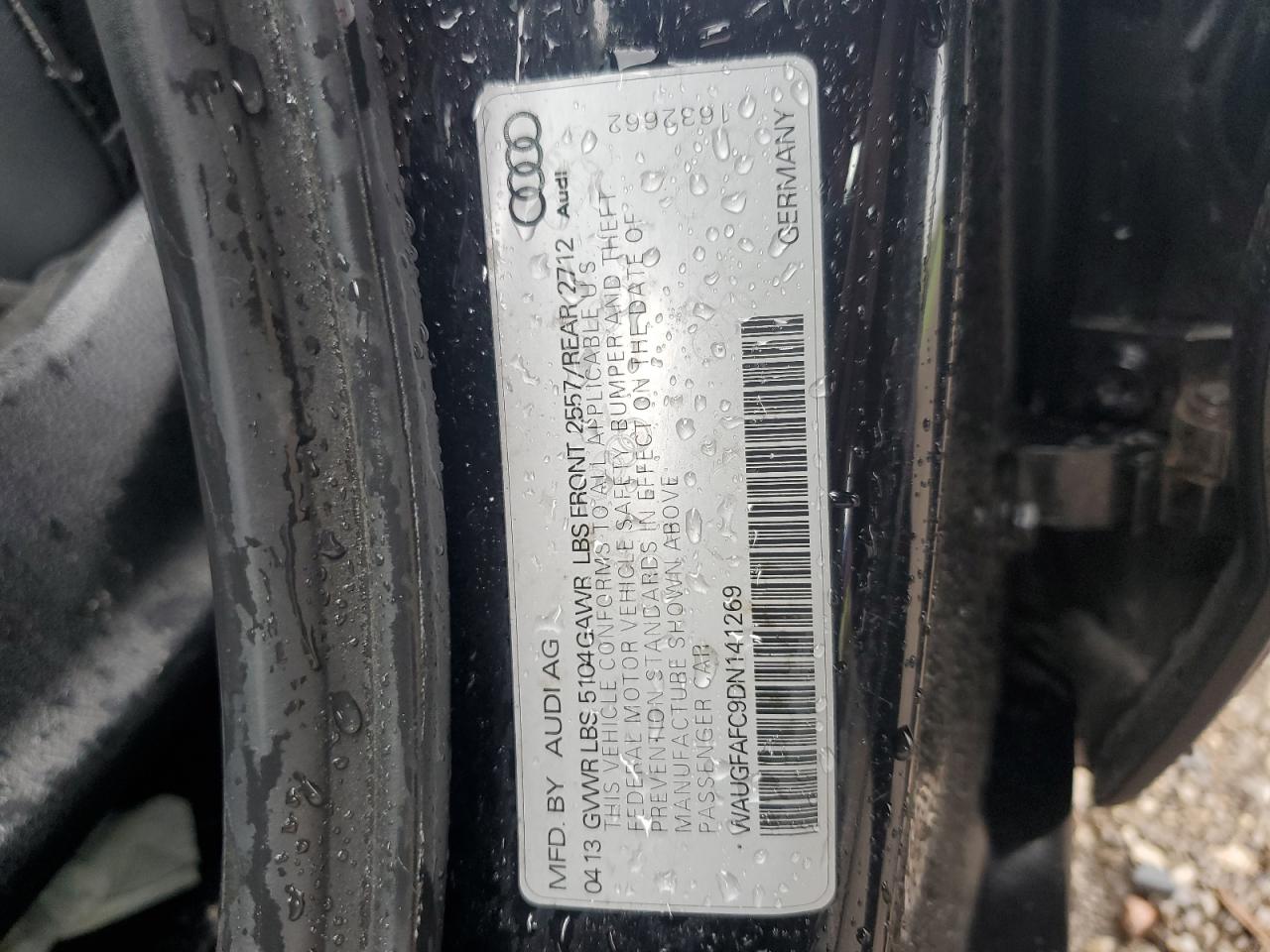 2013 Audi A6 Premium Plus VIN: WAUGFAFC9DN141269 Lot: 54386435