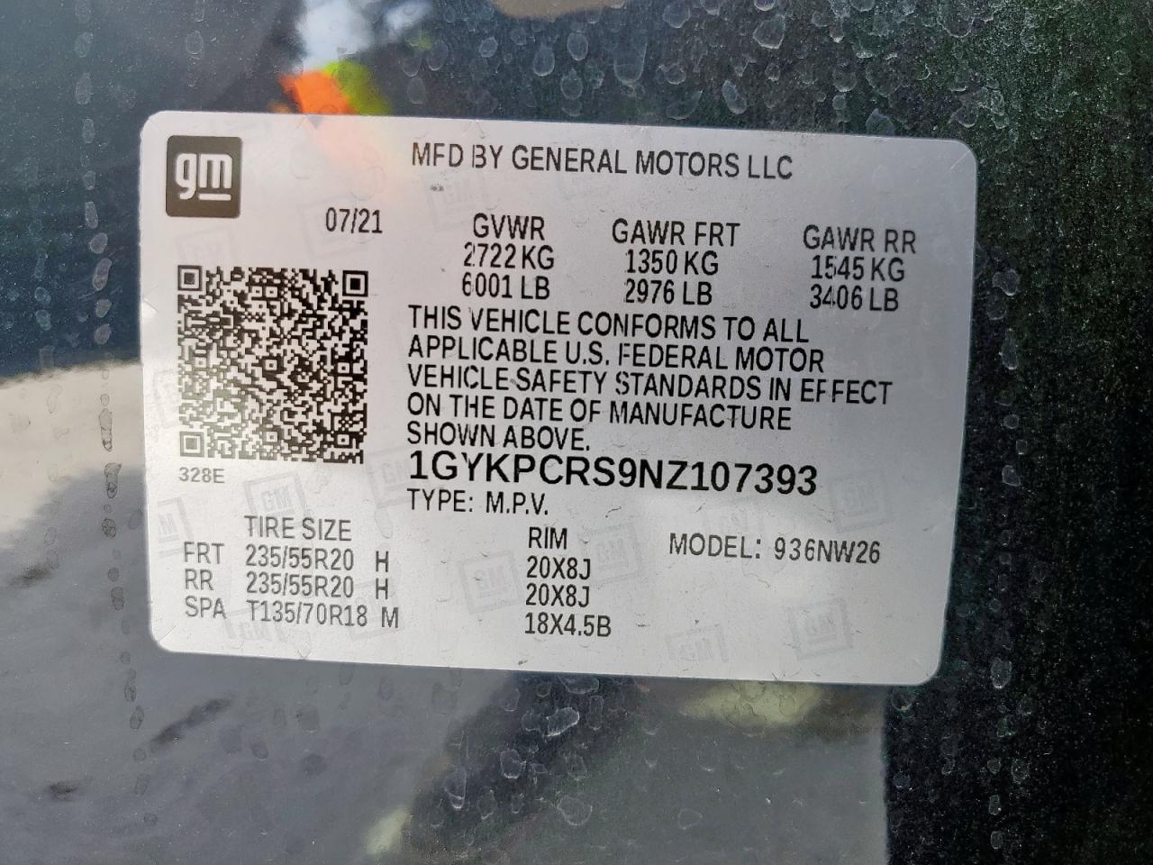 2022 Cadillac Xt6 Premium Luxury VIN: 1GYKPCRS9NZ107393 Lot: 51529635