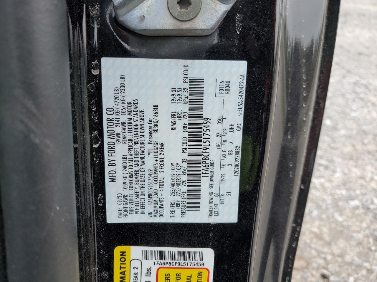 1FA6P8CF9L5175459 2020 Ford Mustang Gt