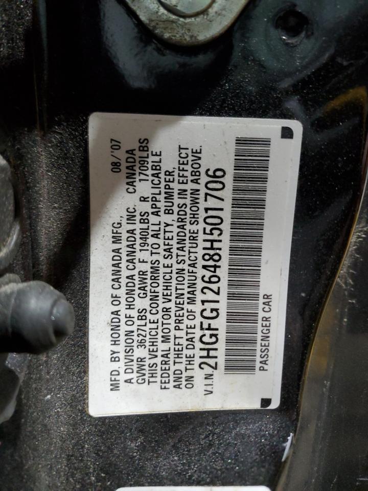 2008 Honda Civic Lx VIN: 2HGFG12648H501706 Lot: 52189325
