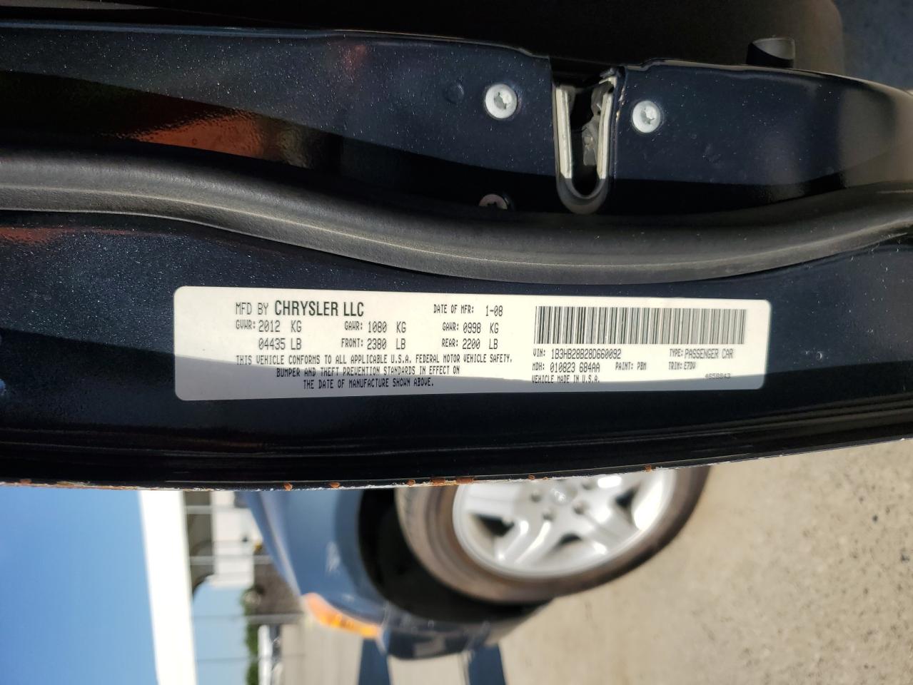 2008 Dodge Caliber VIN: 1B3HB28B28D660092 Lot: 51976135