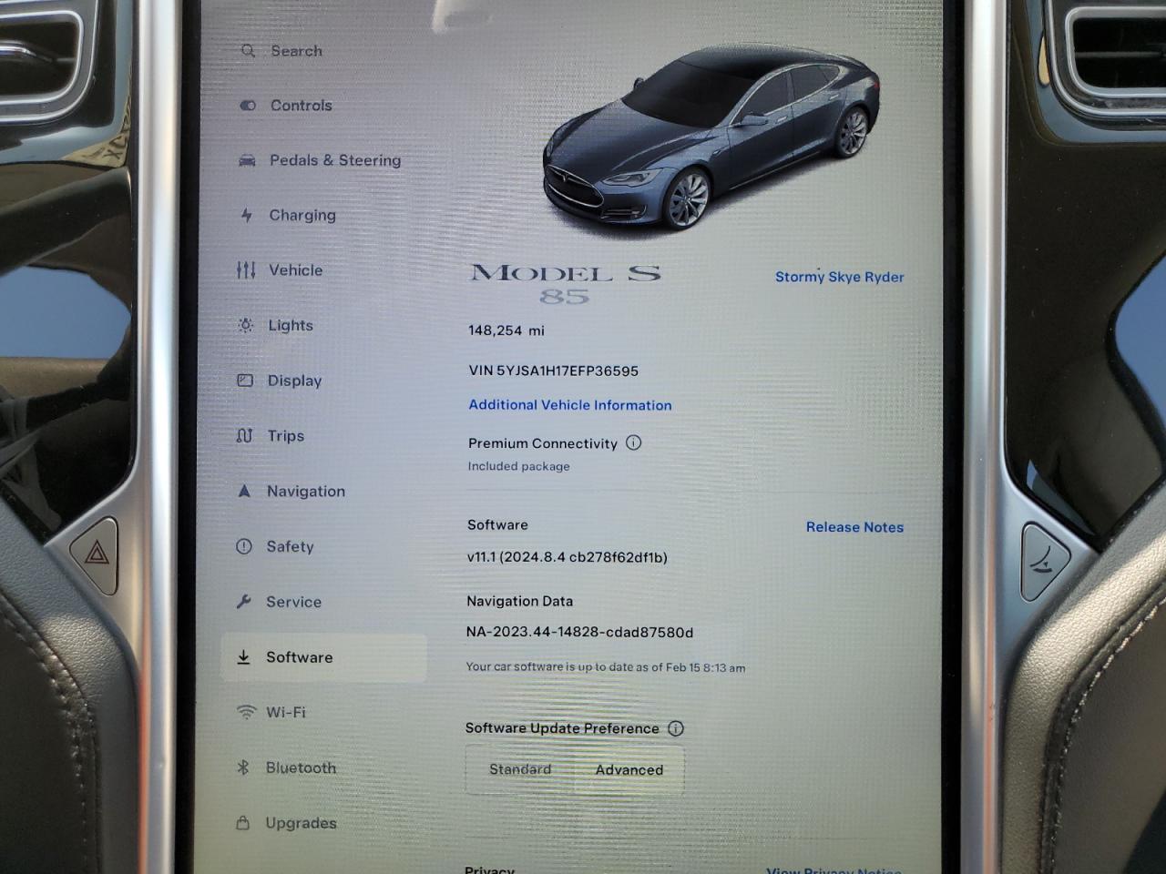 2014 Tesla Model S VIN: 5YJSA1H17EFP36595 Lot: 53705035