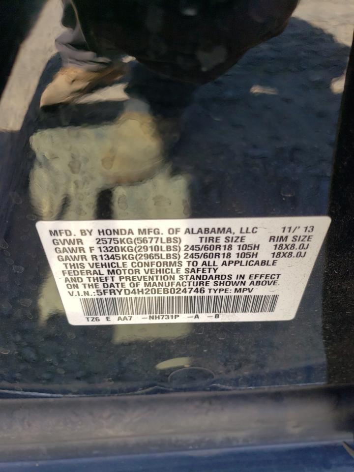 2014 Acura Mdx VIN: 5FRYD4H20EB024746 Lot: 53481935