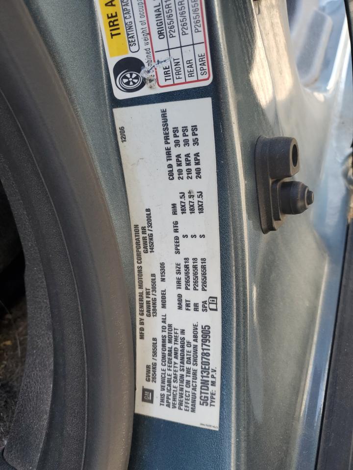 2007 Hummer H3 VIN: 5GTDN13E078179905 Lot: 52136345