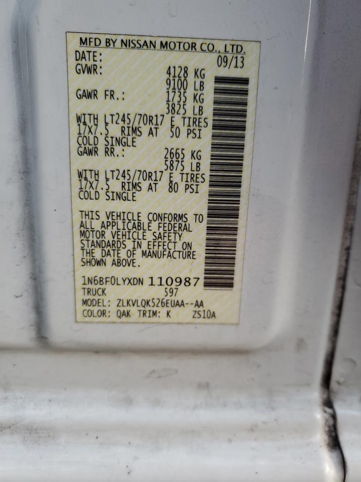 2013 Nissan Nv 2500 VIN: 0LDL0TLYXDN110987 Lot: 50378135