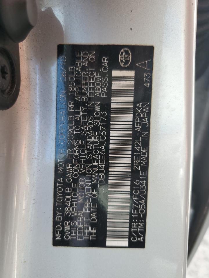 2010 Toyota Corolla Base VIN: JTDBU4EE6AJ067173 Lot: 52177705