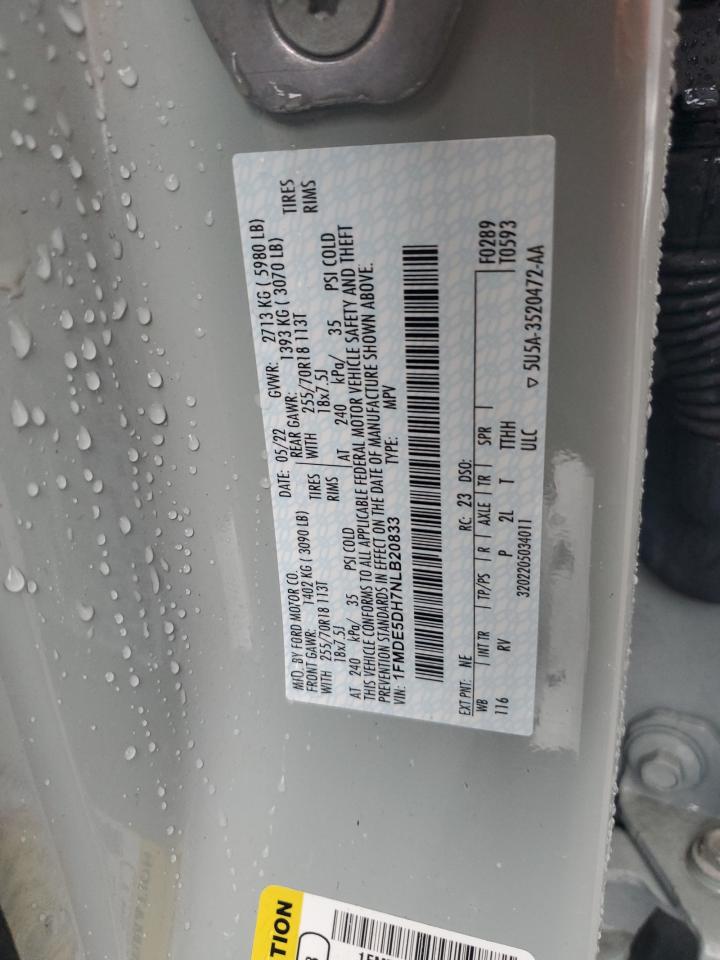2022 Ford Bronco Base VIN: 1FMDE5DH7NLB20833 Lot: 51525075