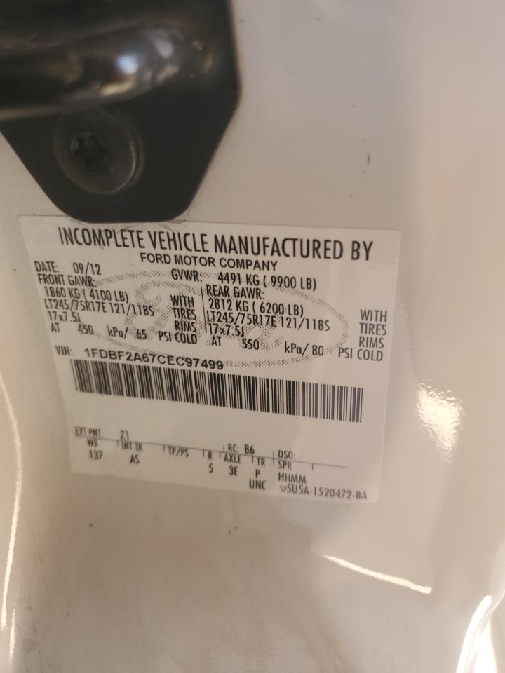 2012 Ford F250 Super Duty VIN: 1FDBF2A67CEC97499 Lot: 53965615