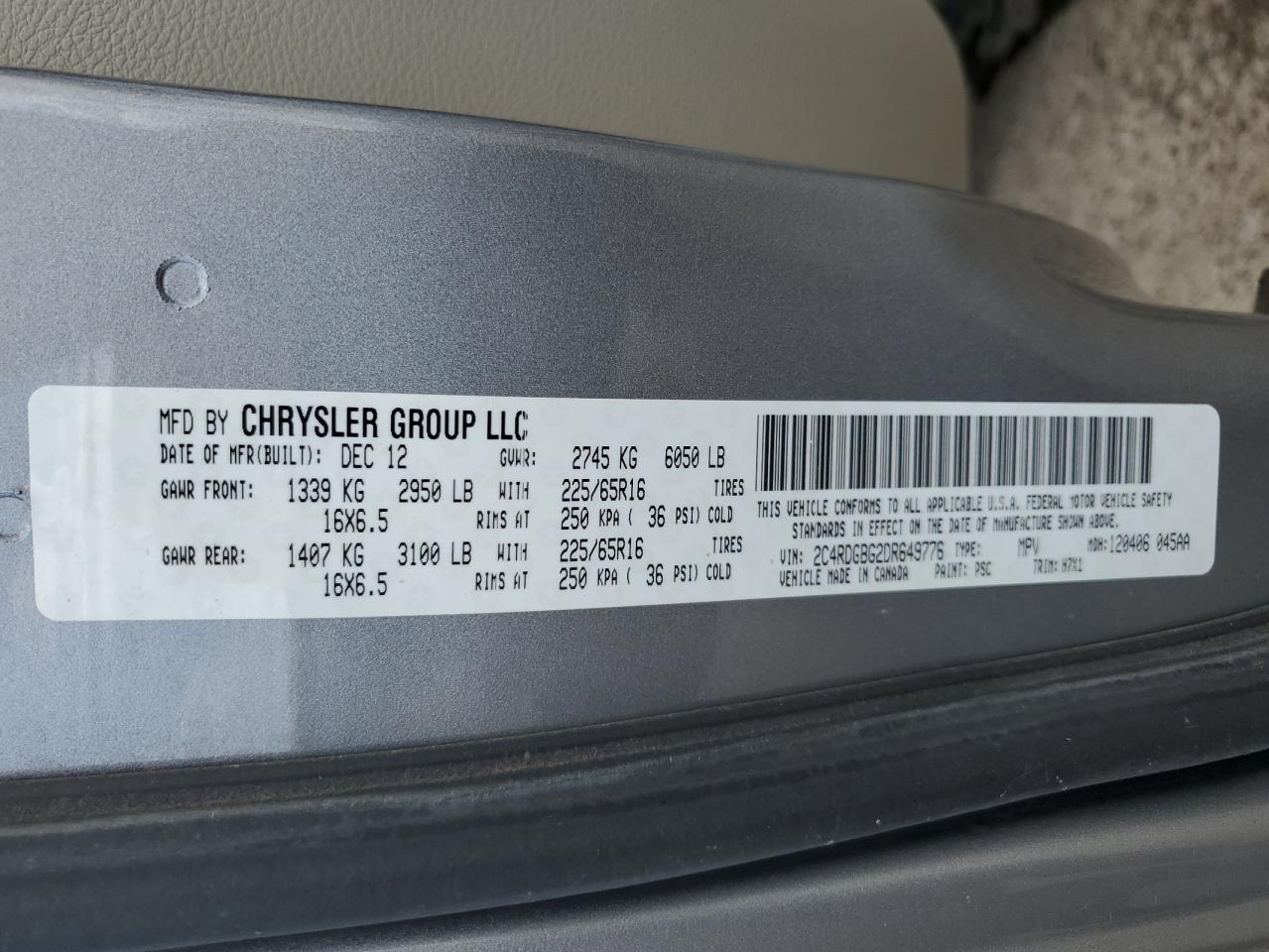 2013 Dodge Grand Caravan Se VIN: 2C4RDGBG2DR649776 Lot: 54289045