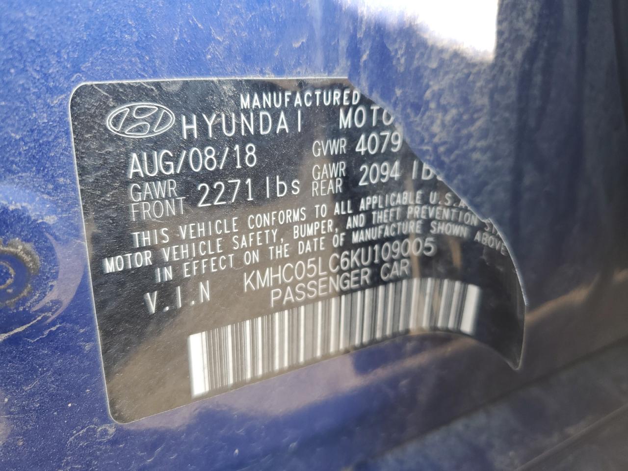 2019 Hyundai Ioniq Limited VIN: KMHC05LC6KU109005 Lot: 52094215