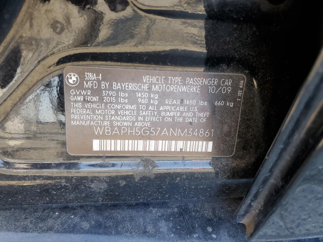 2010 BMW 328 I Sulev VIN: WBAPH5G57ANM34861 Lot: 52914535