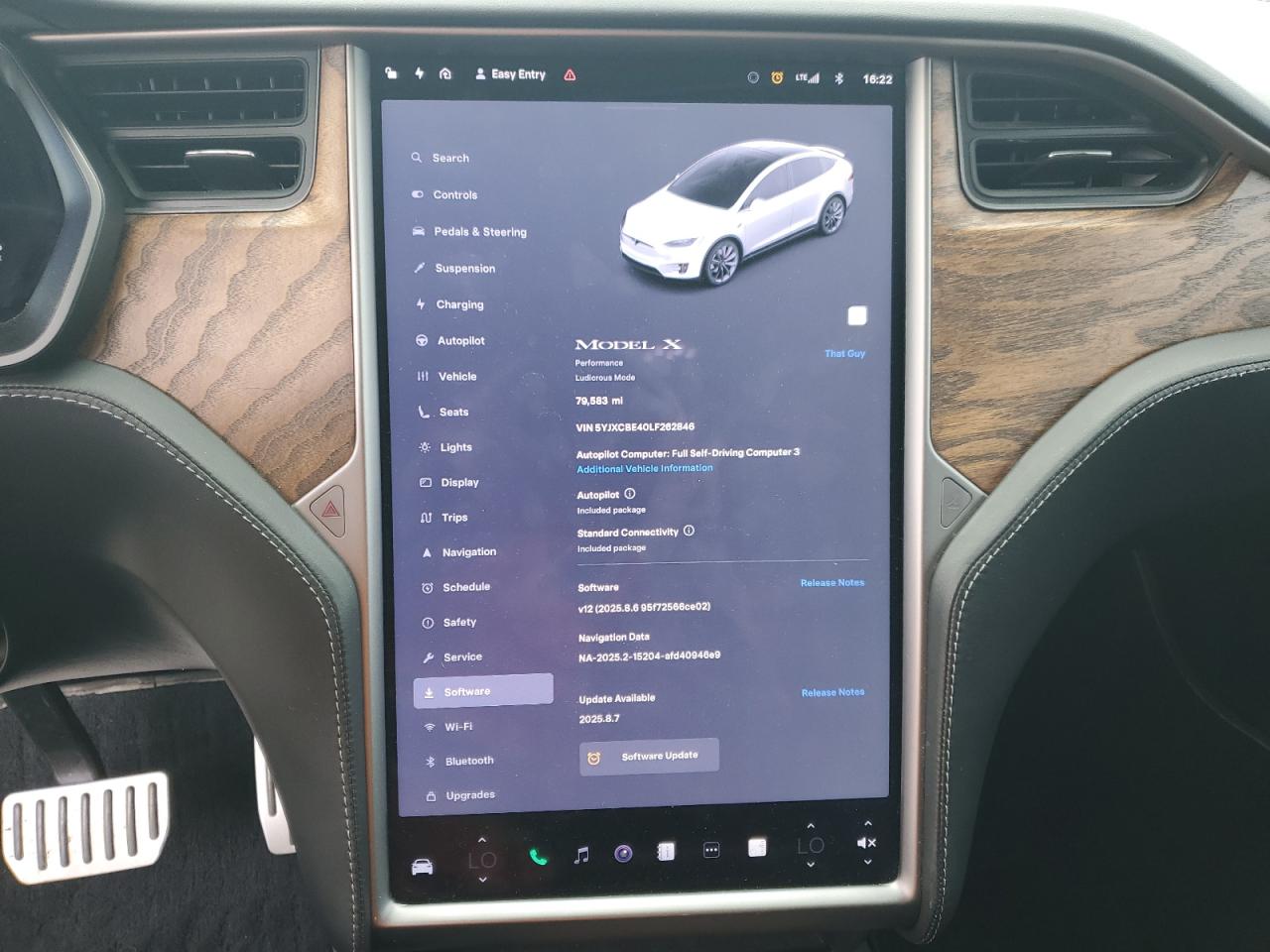 2020 Tesla Model X VIN: 5YJXCBE40LF262846 Lot: 53313695