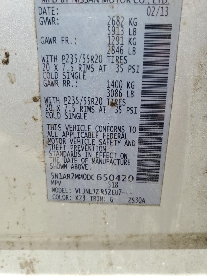 2013 Nissan Pathfinder S VIN: 5N1AR2MM0DC650420 Lot: 53675985