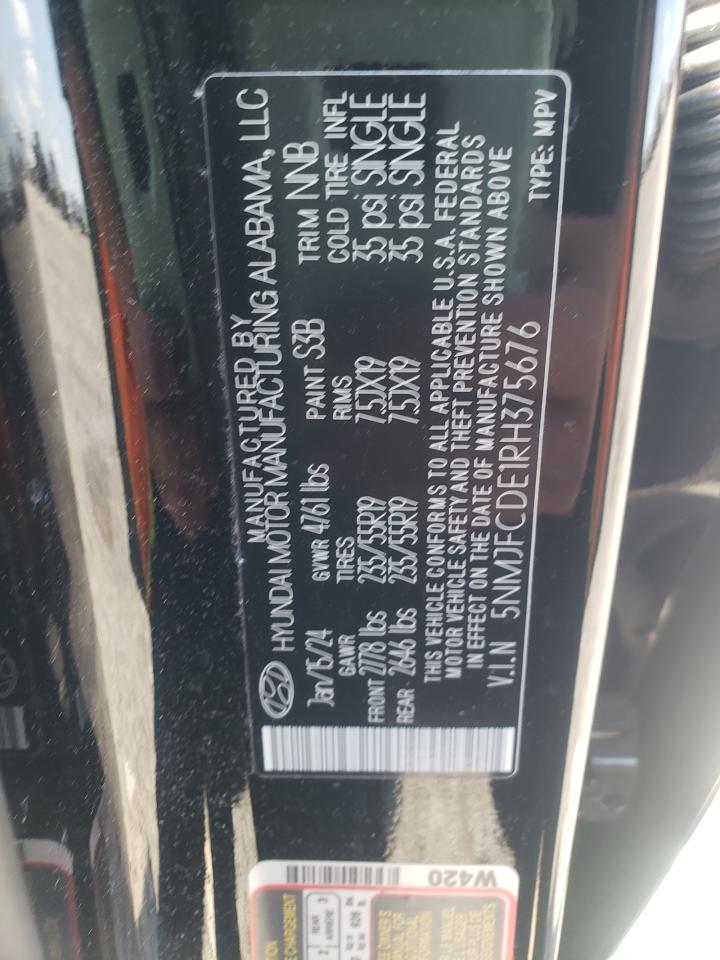 2024 Hyundai Tucson Sel VIN: 5NMJFCDE1RH375676 Lot: 54898125