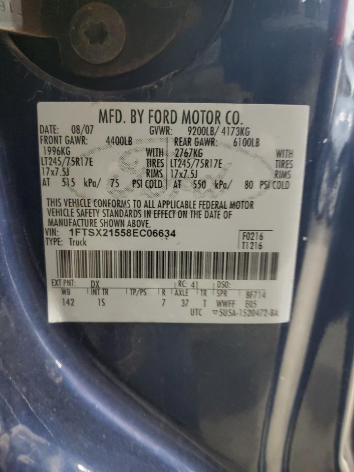 2008 Ford F250 Super Duty VIN: 1FTSX21558EC06634 Lot: 54959565