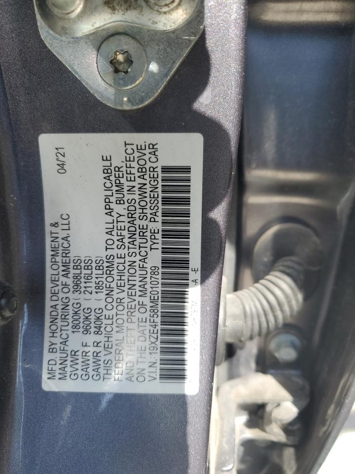 2021 Honda Insight Ex VIN: 19XZE4F58ME010789 Lot: 53288465
