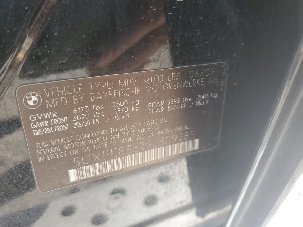 2009 BMW X5 xDrive48I VIN: 5UXFE83529L309285 Lot: 52378845
