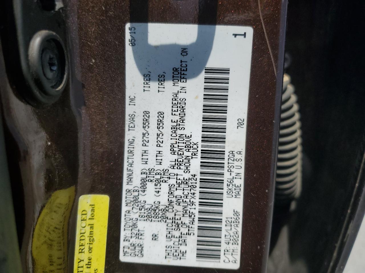 2015 Toyota Tundra Crewmax 1794 VIN: 5TFAW5F19FX470124 Lot: 54850715