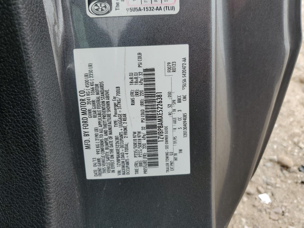 2014 Ford Mustang VIN: 1ZVBP8AMXE5226381 Lot: 54965895