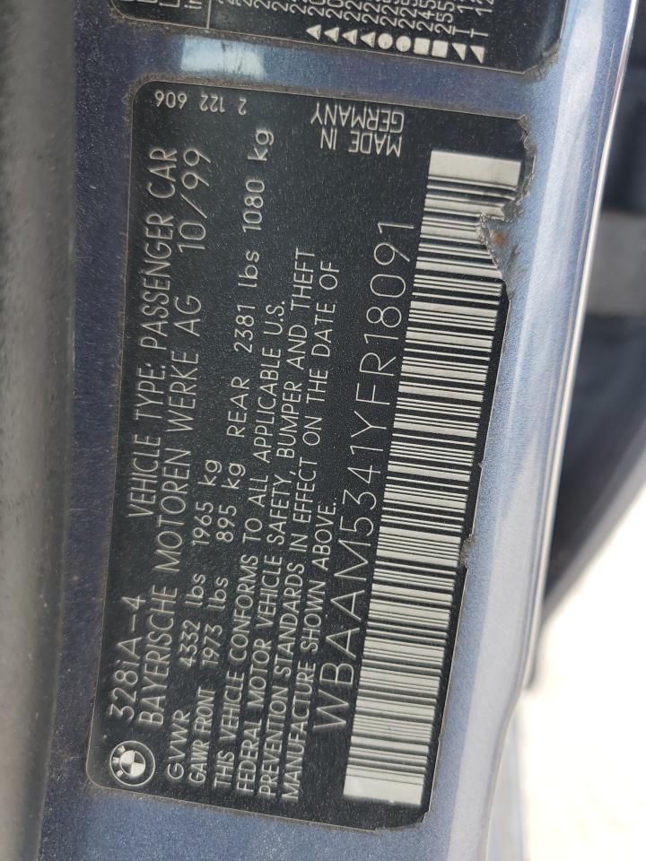 2000 BMW 328 I VIN: WBAAM5341YFR18091 Lot: 82176265