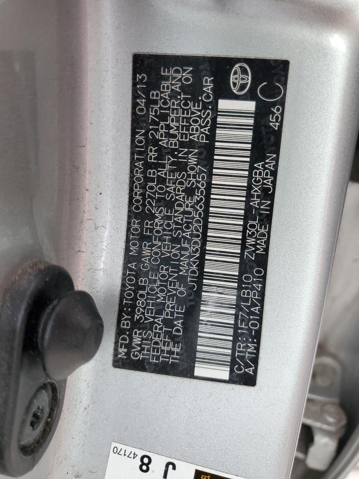 2013 Toyota Prius VIN: JTDKN3DU2D5635657 Lot: 52355945