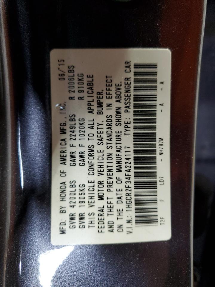 2015 Honda Accord Lx VIN: 1HGCR2F34FA224117 Lot: 52289955