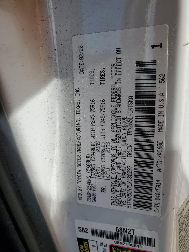 2020 Toyota Tacoma Access Cab VIN: 5TFRX5GN7LX180297 Lot: 52489965