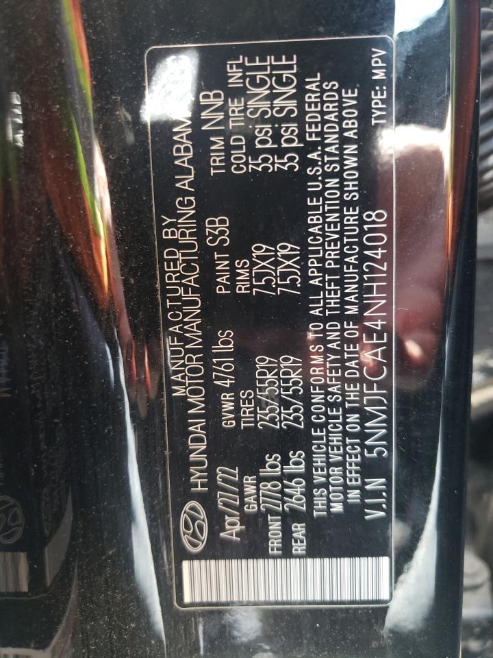 2022 Hyundai Tucson Sel VIN: 5NMJFCAE4NH124018 Lot: 54403455