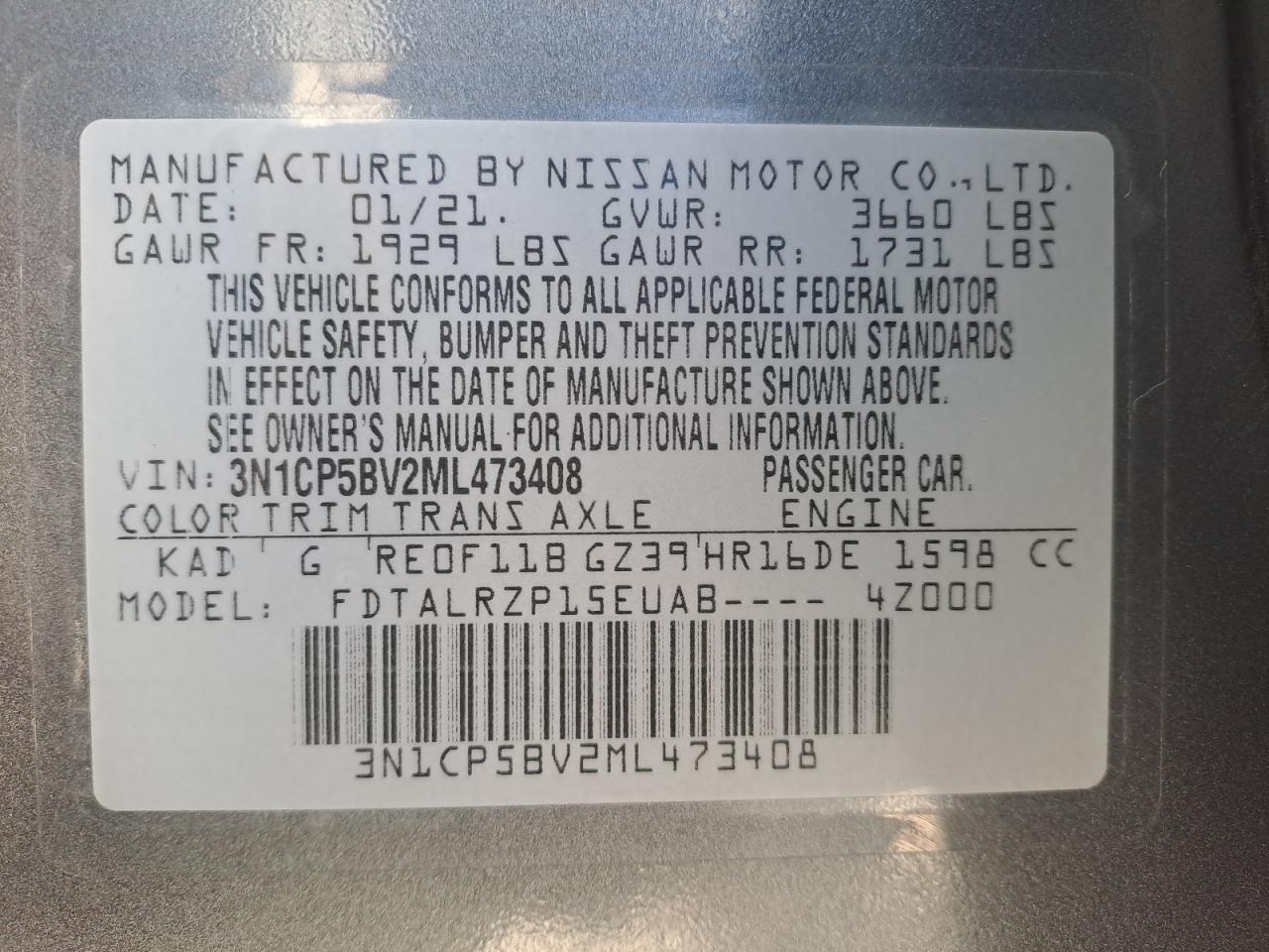 3N1CP5BV2ML473408 - 2019 Nissan Kicks - #54646355