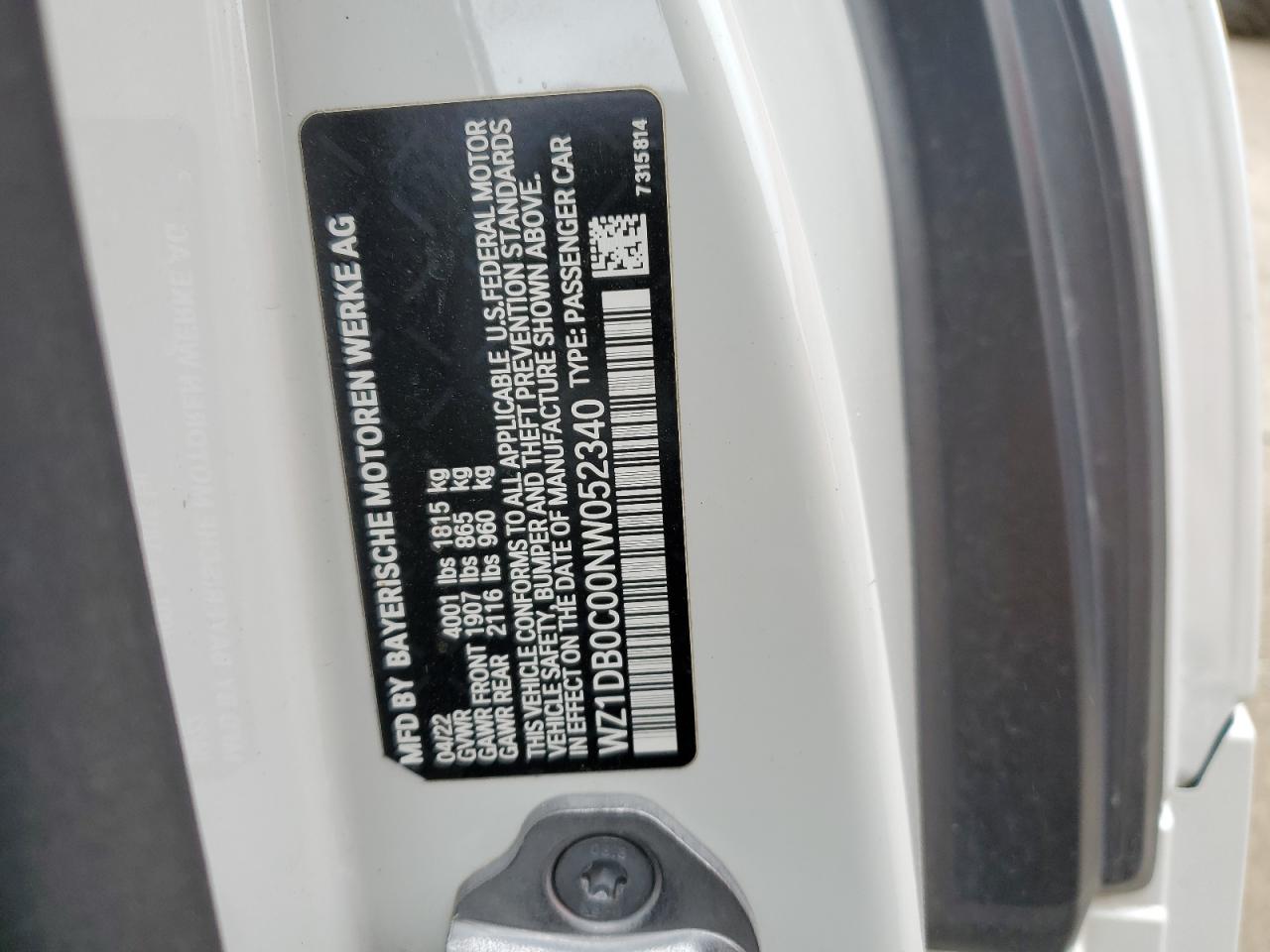 2022 Toyota Supra Base VIN: WZ1DB0C00NW052340 Lot: 51803625