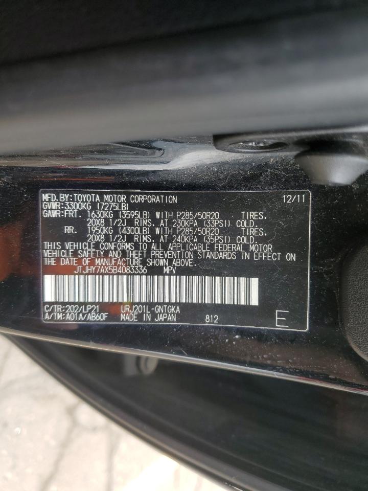 2011 Lexus Lx 570 VIN: JTJHY7AX5B4083336 Lot: 53483085