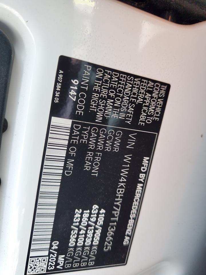 2023 Mercedes-Benz Sprinter 2500 VIN: W1W4KBHY7PT136625 Lot: 54183515