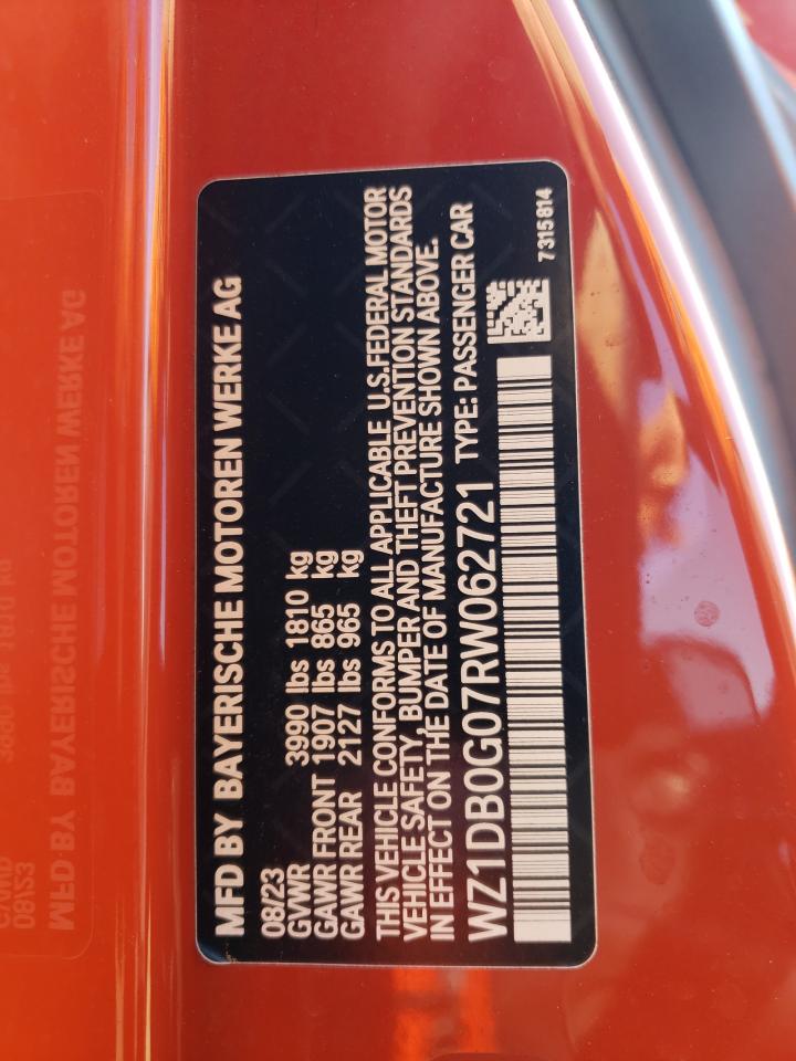 2024 Toyota Supra Base VIN: WZ1DB0G07RW062721 Lot: 54124865