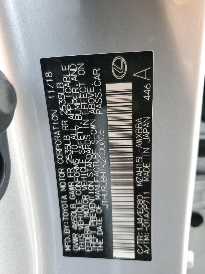 2019 Lexus Ux 250H VIN: JTHU9JBH1K2000806 Lot: 51994325