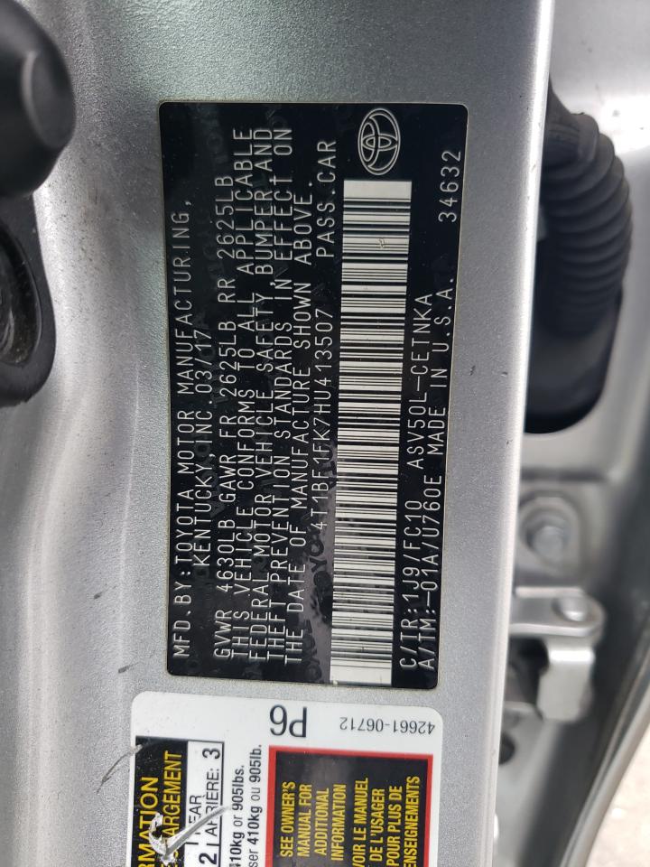 2017 Toyota Camry Le VIN: 4T1BF1FK7HU413507 Lot: 54940655