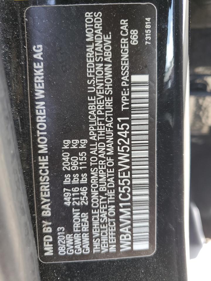 2014 BMW X1 Sdrive28I VIN: WBAVM1C55EVW52451 Lot: 54425545