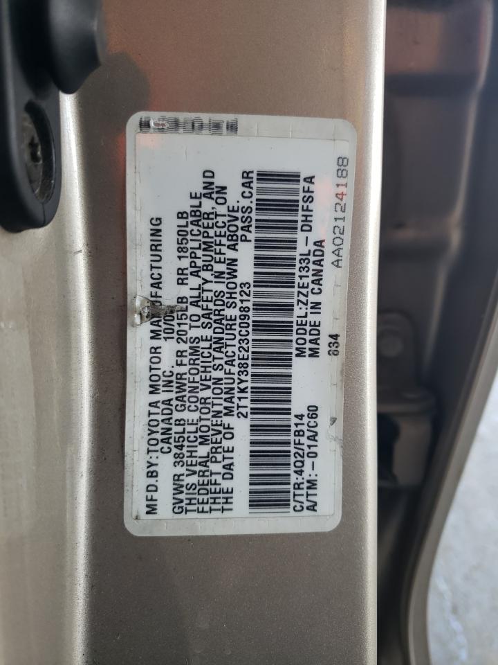 2003 Toyota Corolla Matrix Xrs VIN: 2T1KY38E23C098123 Lot: 51653605